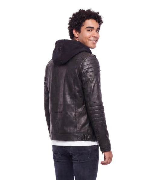 Chamarra Biker Urban Negra con Capucha