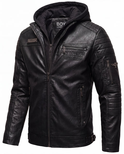 Chamarra Biker Urban Negra con Capucha