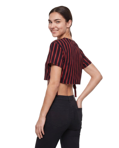 Crop Top Boy London Dama Franjas Rojas Negro