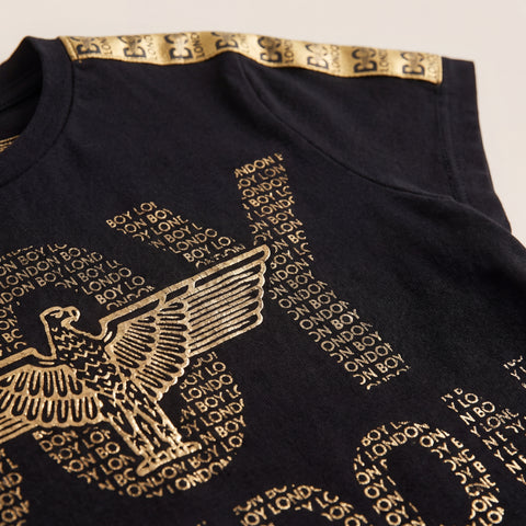 Playera Boy London Hombre Foil Dorado Negra