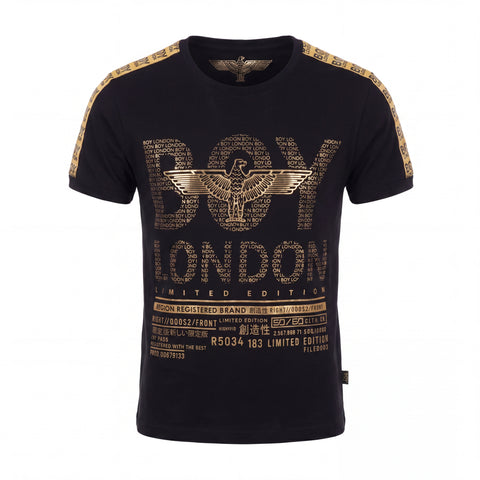 Playera Boy London Hombre Foil Dorado Negra