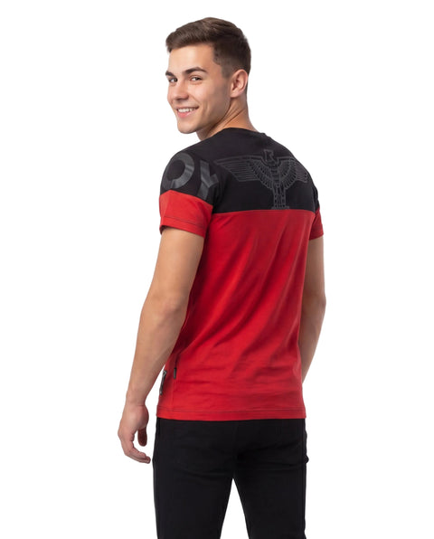 Playera Manga Corta Roja Y Negro Hombre Estampado Boy London