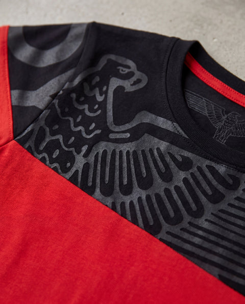 Playera Manga Corta Roja Y Negro Hombre Estampado Boy London