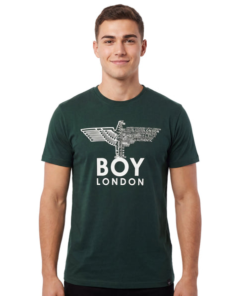 Playera Verde Manga Corta De Águila Con Letras Blancas Boy London