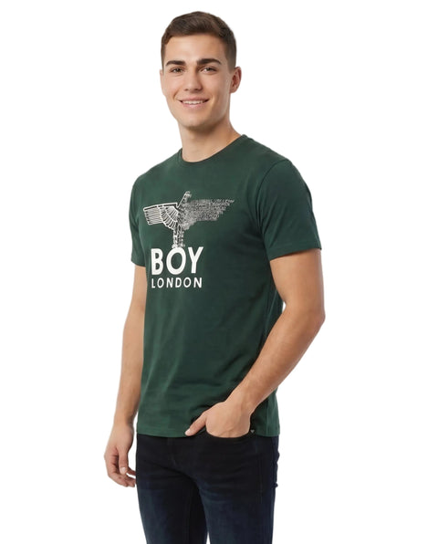 Playera Verde Manga Corta De Águila Con Letras Blancas Boy London