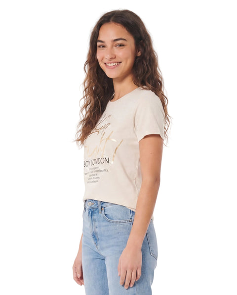 Playera Boy London Mujer beige Dorado