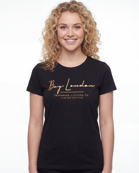 Playera Boy London Mujer NEGRO Dorado