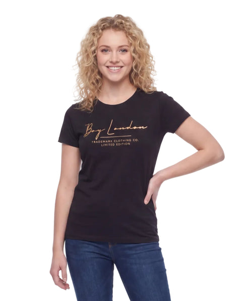 Playera Boy London Mujer NEGRO Dorado