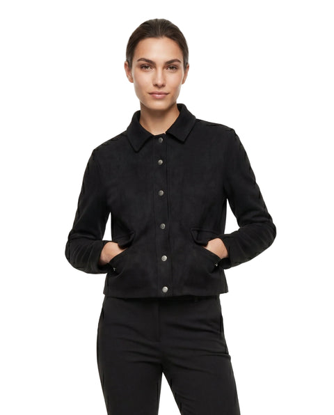 Chamarra de Dama Boy London  Negra Cropped Botones