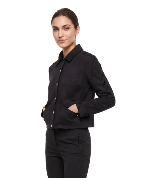 Chamarra de Dama Boy London  Negra Cropped Botones
