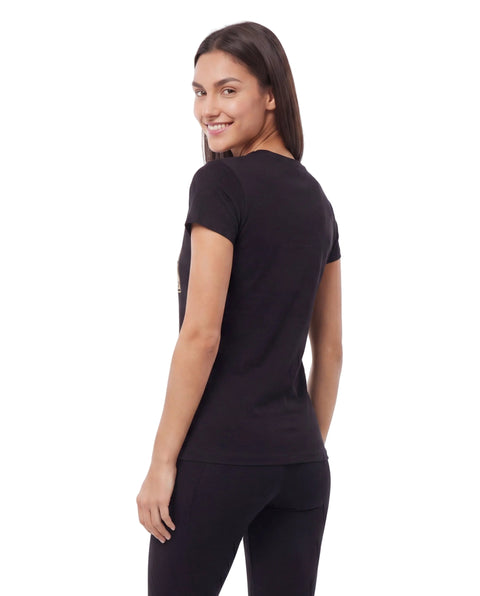 Playera Boy London Mujer Negra Foil Dorado Original