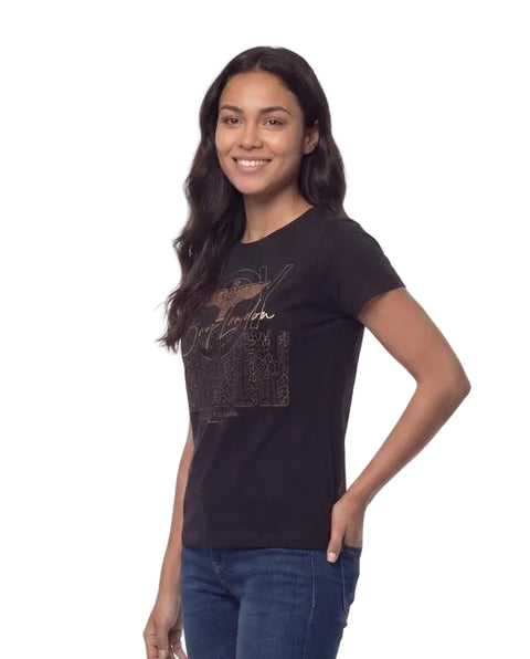 Playera Boy London Mujer Negra Foil Dorado Animal