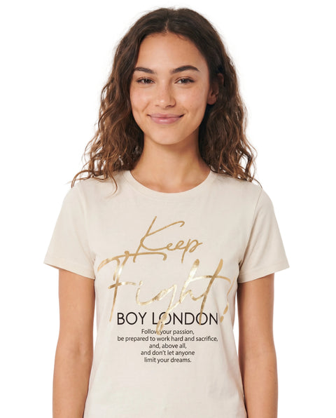 Playera Boy London Mujer beige Dorado