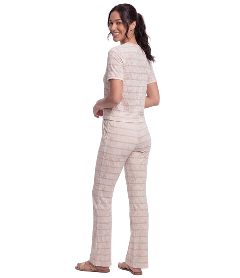 Conjunto Boy London Crop Top Bordado + Flare Encaje Crema Mujer