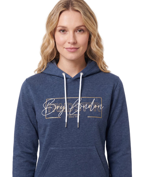 Sudadera Boy London Caligráfico Foil Dorado Azul Jaspeado
