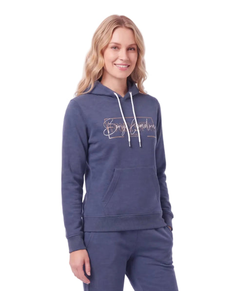 Sudadera Boy London Caligráfico Foil Dorado Azul Jaspeado