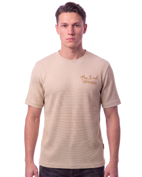Playera Boy London Waffle Firma Caligráfica Dorada Beige