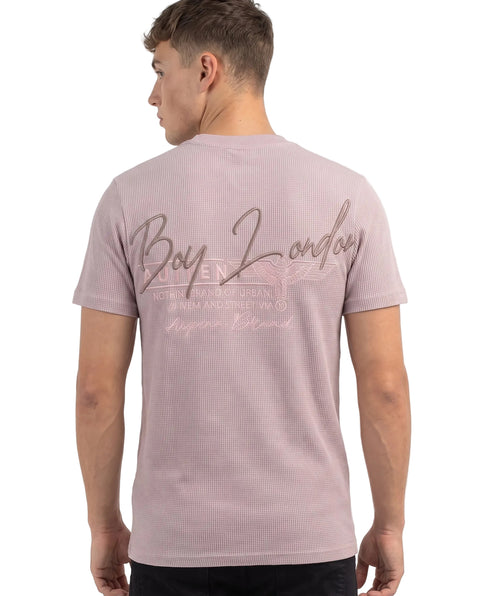 Playera Boy London Waffle Firma Caligráfica Lila Pálido