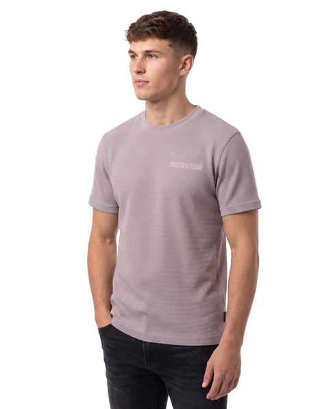 Playera Boy London Waffle Firma Caligráfica Lila Pálido