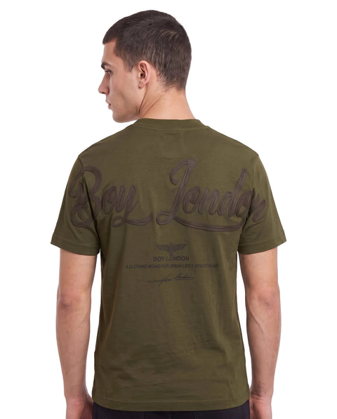 Playera De Hombre Boy London Águila Relieve Tonal Verde Olivo Militar