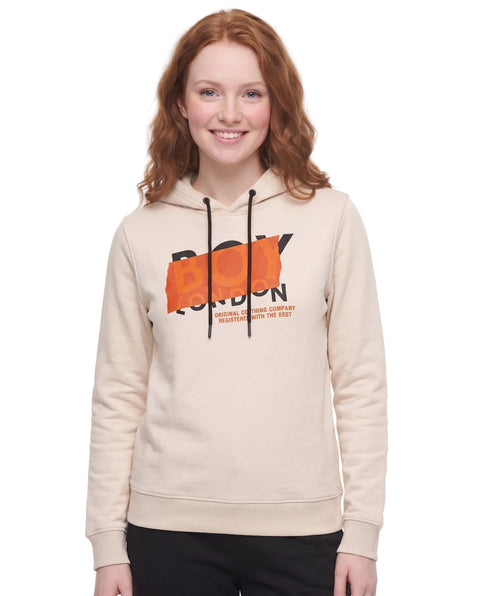 Sudadera Mujer Letras Texturizadas Hd Naranja Boy London