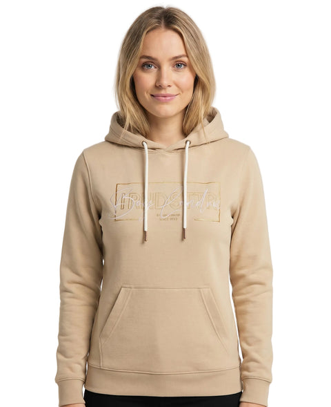 Sudadera Boy London Foil Dorado Bloque Relieve Beige Mujer