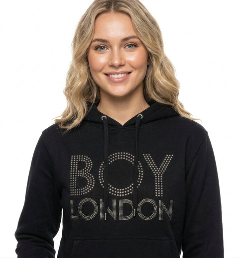 Sudadera Negra de mujer Boy London Logo Pedrería