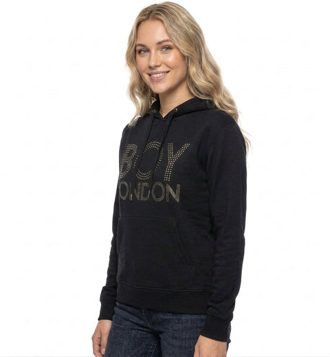Sudadera Negra de mujer Boy London Logo Pedrería