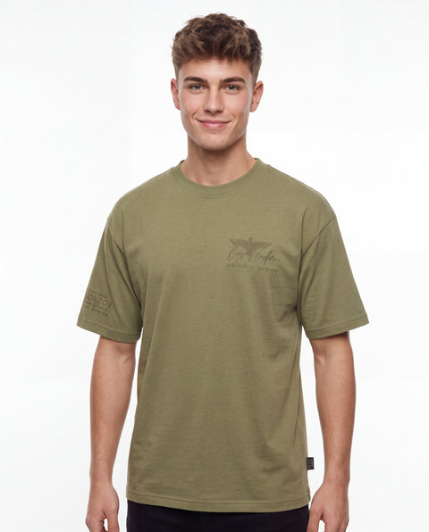 Playera Verde Olivo Boy London Estampado Tonal Original