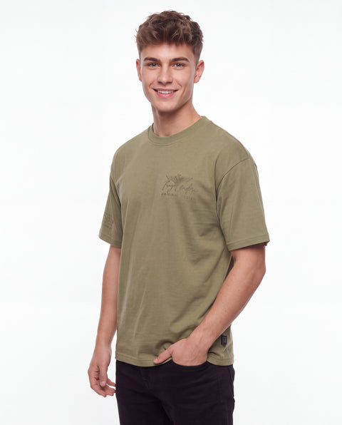Playera Verde Olivo Boy London Estampado Tonal Original