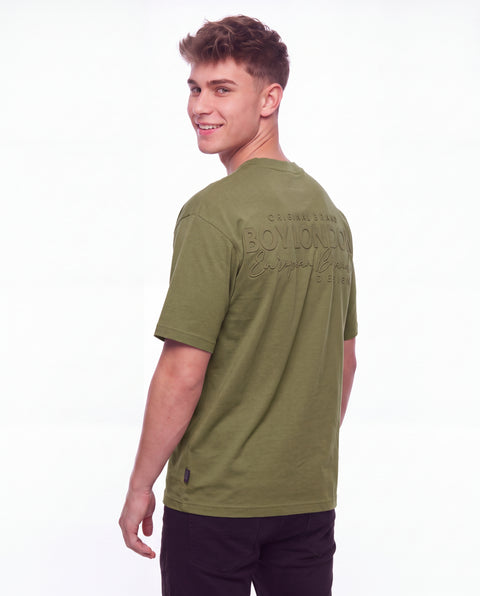 Playera Verde Olivo Boy London Estampado Tonal Original