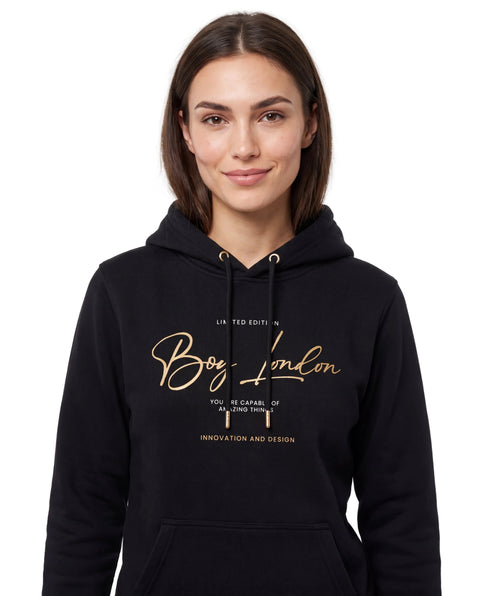 Sudadera Negro Boy London de Mujer Firma Dorada Limited Edition