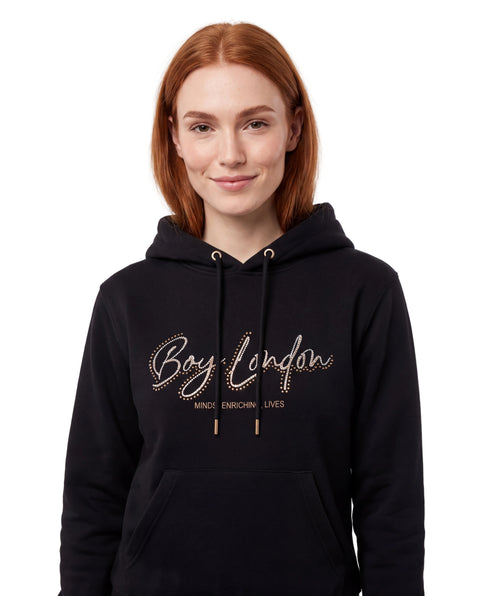 Sudadera Negro de mujer Boy London Pedrería Dorada