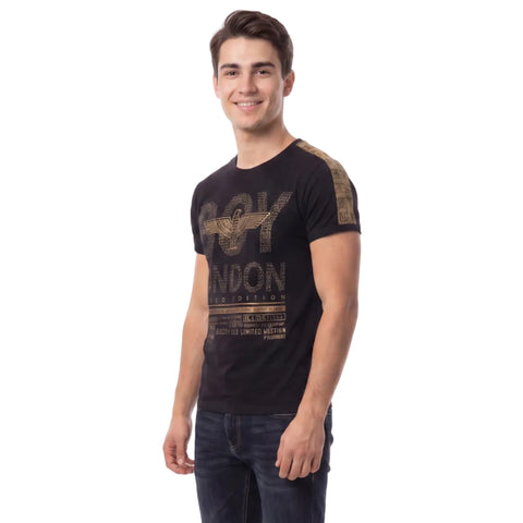 Playera Boy London Hombre Foil Dorado Negra