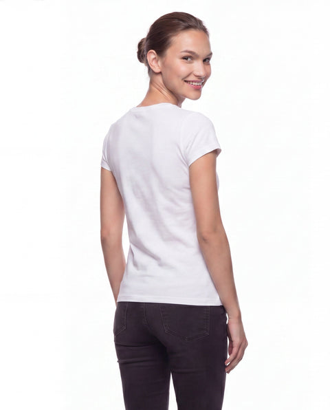 Playera Boy London Mujer Blanca Águila Foil Dorado