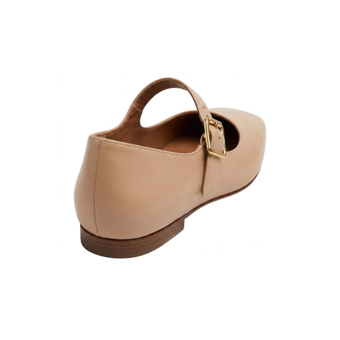 Zapato Mary Jane de Dama Beige Hebilla Dorada Boy London Shoes