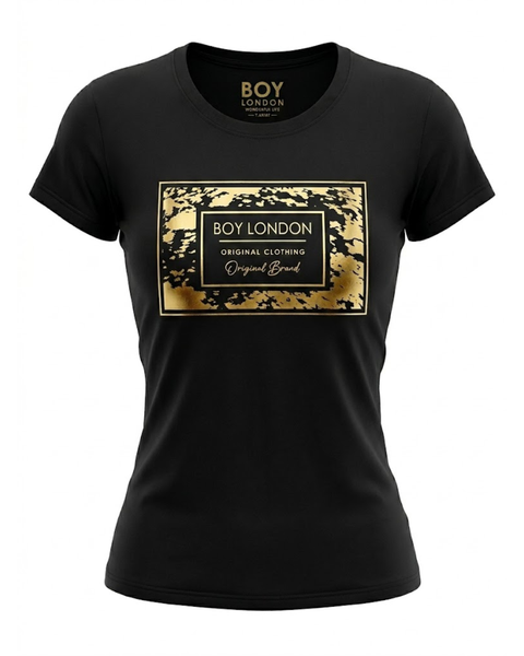 Playera Boy London Mujer Negra Foil Dorado Original
