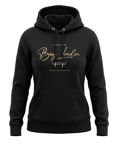 Sudadera Negro Boy London de Mujer Firma Dorada Limited Edition