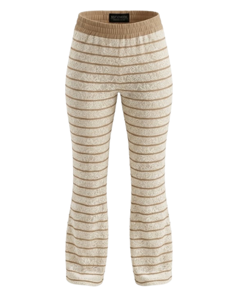 Conjunto Boy London Crop Top Bordado + Flare Encaje Crema Mujer