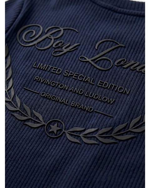 Playera Acanalada waffle Boy London Azul Marino Águila