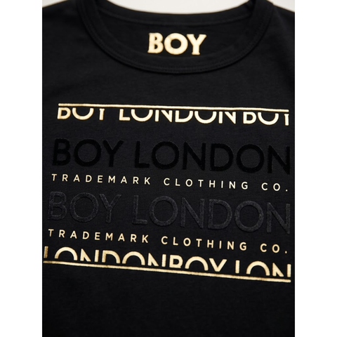 Crop Top Boy London Mujer Negro Trademark Foil Dorado