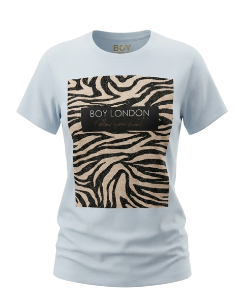Playera Boy London Mujer Blanca Cebra Follow Your Heart
