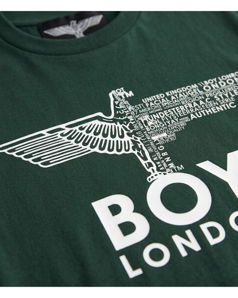 Playera Verde Manga Corta De Águila Con Letras Blancas Boy London