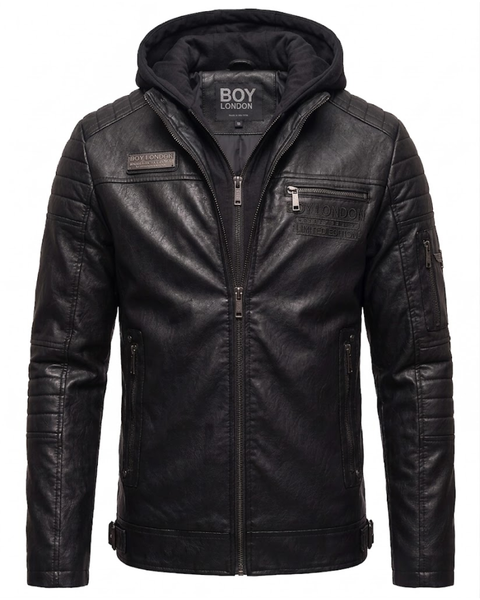 Chamarra Biker Urban Negra con Capucha