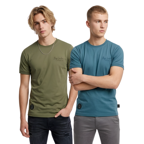 2 Pack Playeras Boy London Hombre Verde Oliva Azul
