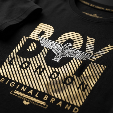 Playera Negra De Manga Corta Hombre Estampado Oro Boy London