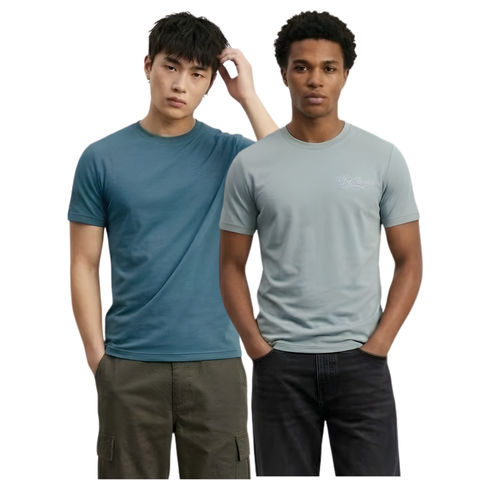 2 Pack Set Playera Verde Hombre Cuello Redondo Boy London Azul