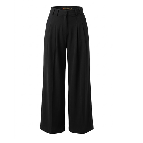 Pantalón Wide Leg Boy London Mujer Negro Cinturón