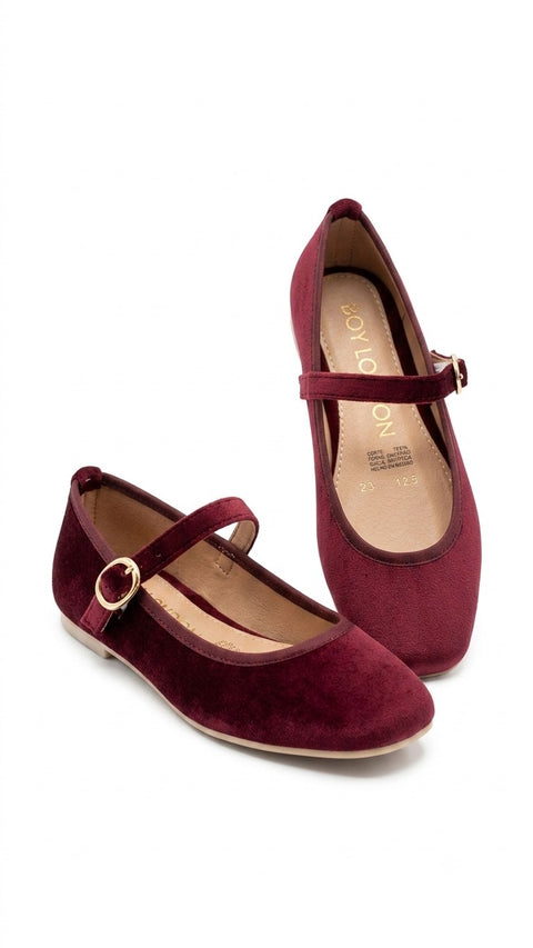 Zapatos Mary Jane Vino Mujer Boy London Terciopelo