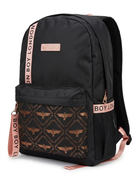 Mochila Juvenil De Moda Casual Escolar Negro Y Rosa Kawaii Boy London Diseño De La Tela Lisa